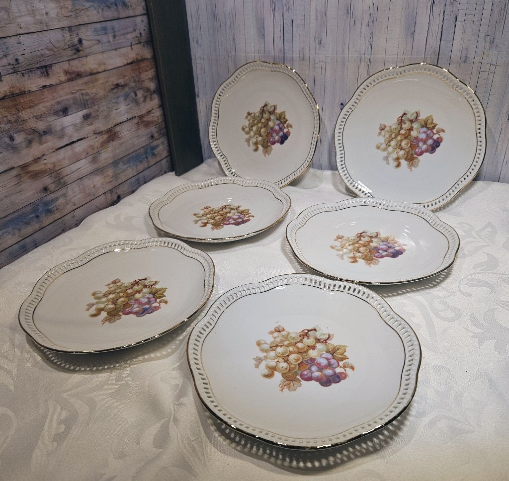 Prachtige vintage set 6x Schumann Bavaria ajour borden, Ophalen of Verzenden