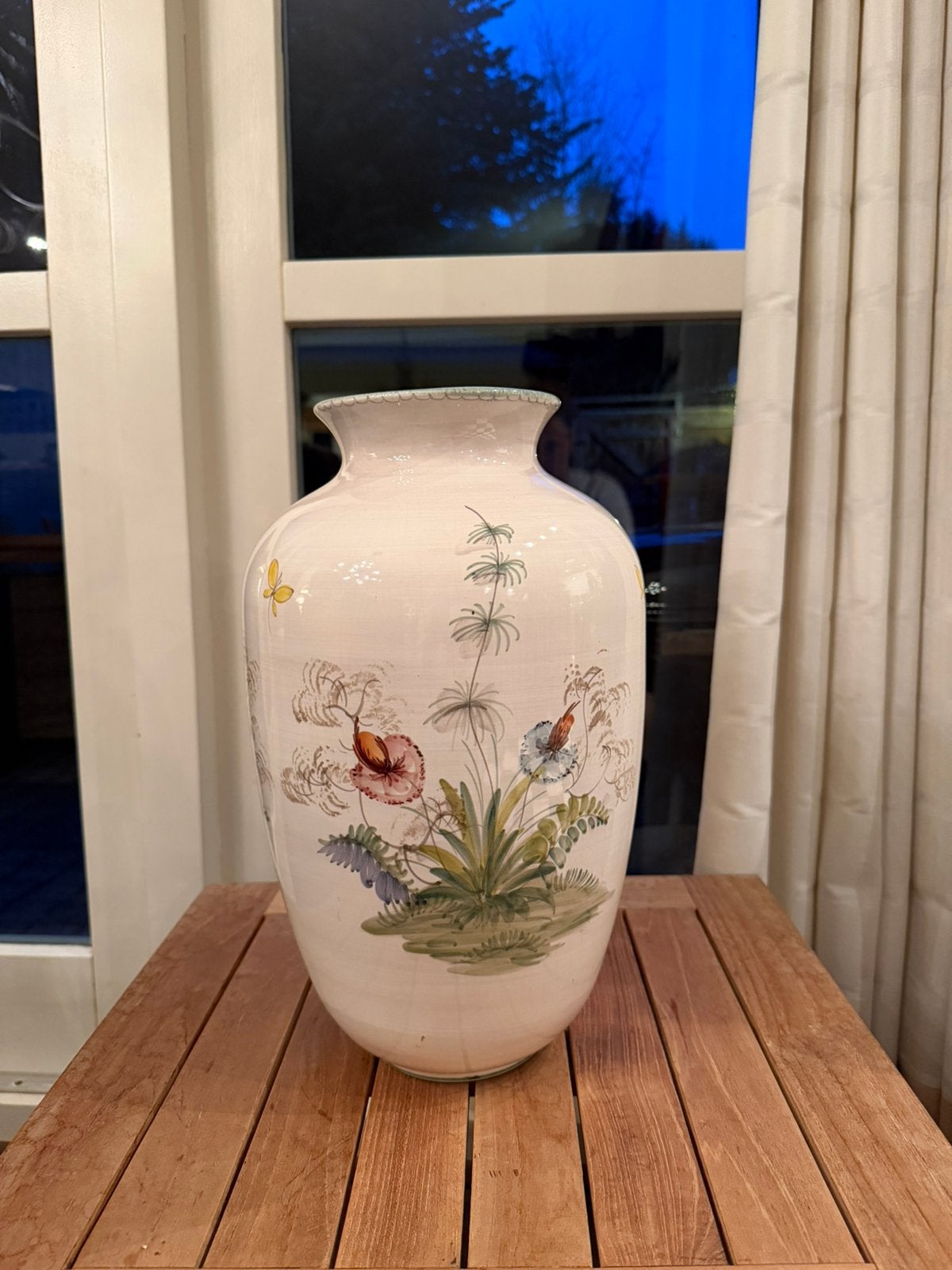 Grote Ulmer Keramik vaas, 40 cm hoog, Ophalen, Handgemaakt, Beige, Zo goed als nieuw