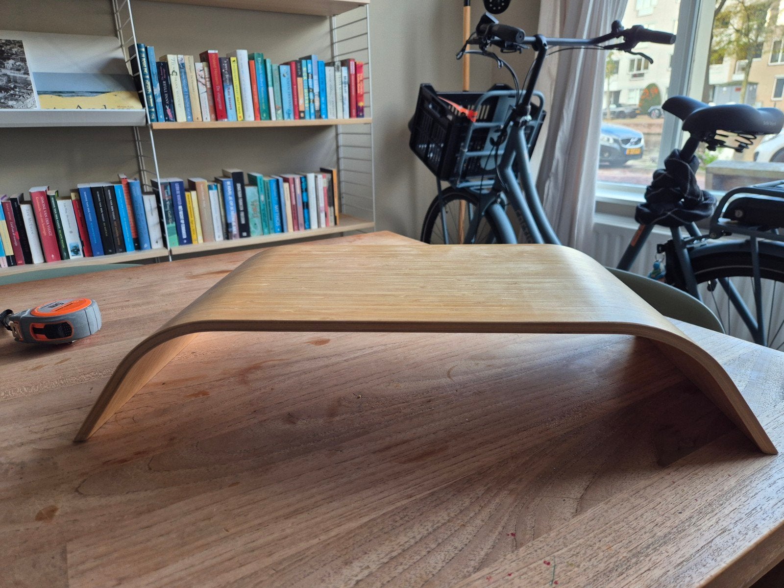 IKEA Sigfinn monitor standaard bamboe, Ophalen, Gebruikt
