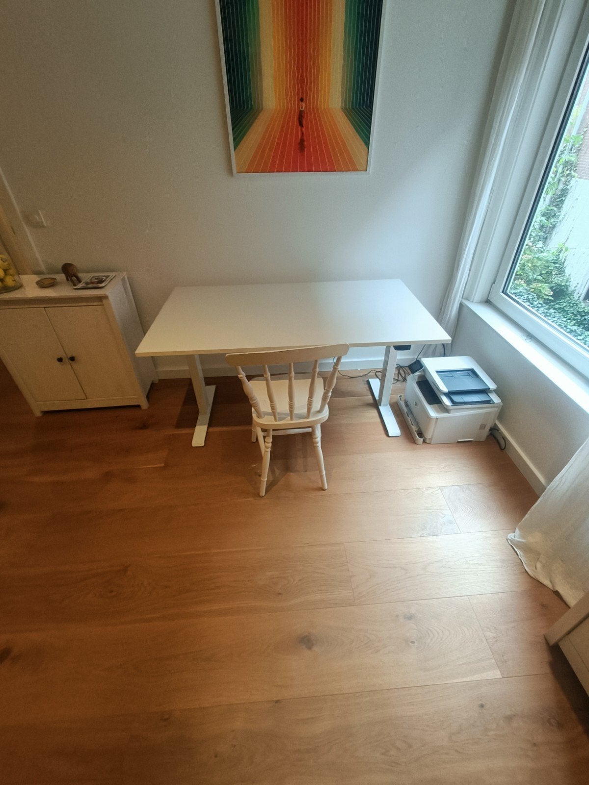 In hoogte verstelbaar zit-sta bureau - Wit, Ophalen, Zit-sta bureau, Gebruikt, Elektrisch