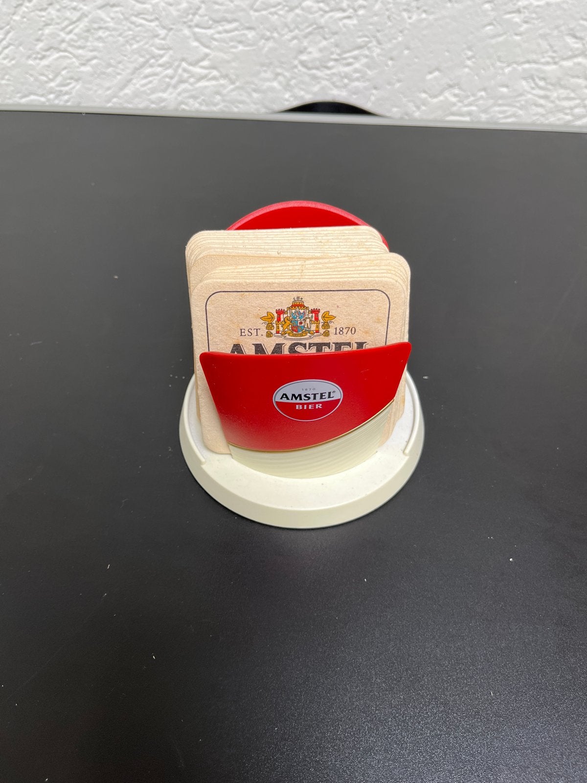 Amstel Viltjes met Houder - Vintage Biercollectie, Ophalen of Verzenden, Gebruikt, Viltje(s), Amstel