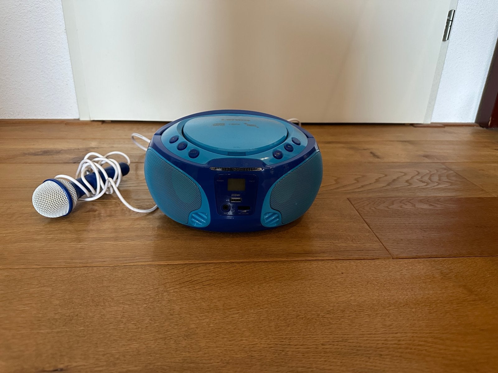 Lenco Radio CD Speler met Microfoon - Blauw, Ophalen of Verzenden, Gebruikt, Radio, Met cd-speler