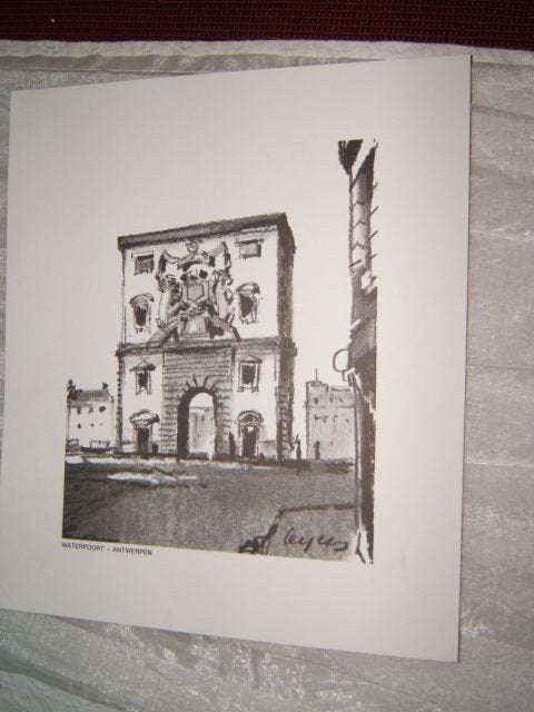 Tekening van Waterpoort in Antwerpen Periode 1900 - 1944, Antiek en Kunst, Ophalen of Verzenden, Tekening
