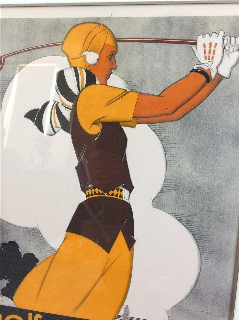 ART DECO Golf Sport Poster kunst Affiche in lijst, Sport en Fitness, Verzenden, Nieuw, Kleding
