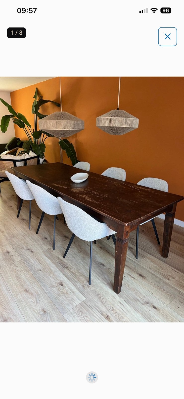 Massieve houten houten eettafel – 250 cm – 8/10 personen, Ophalen, Gebruikt, 200 cm of meer, 50 tot 100 cm