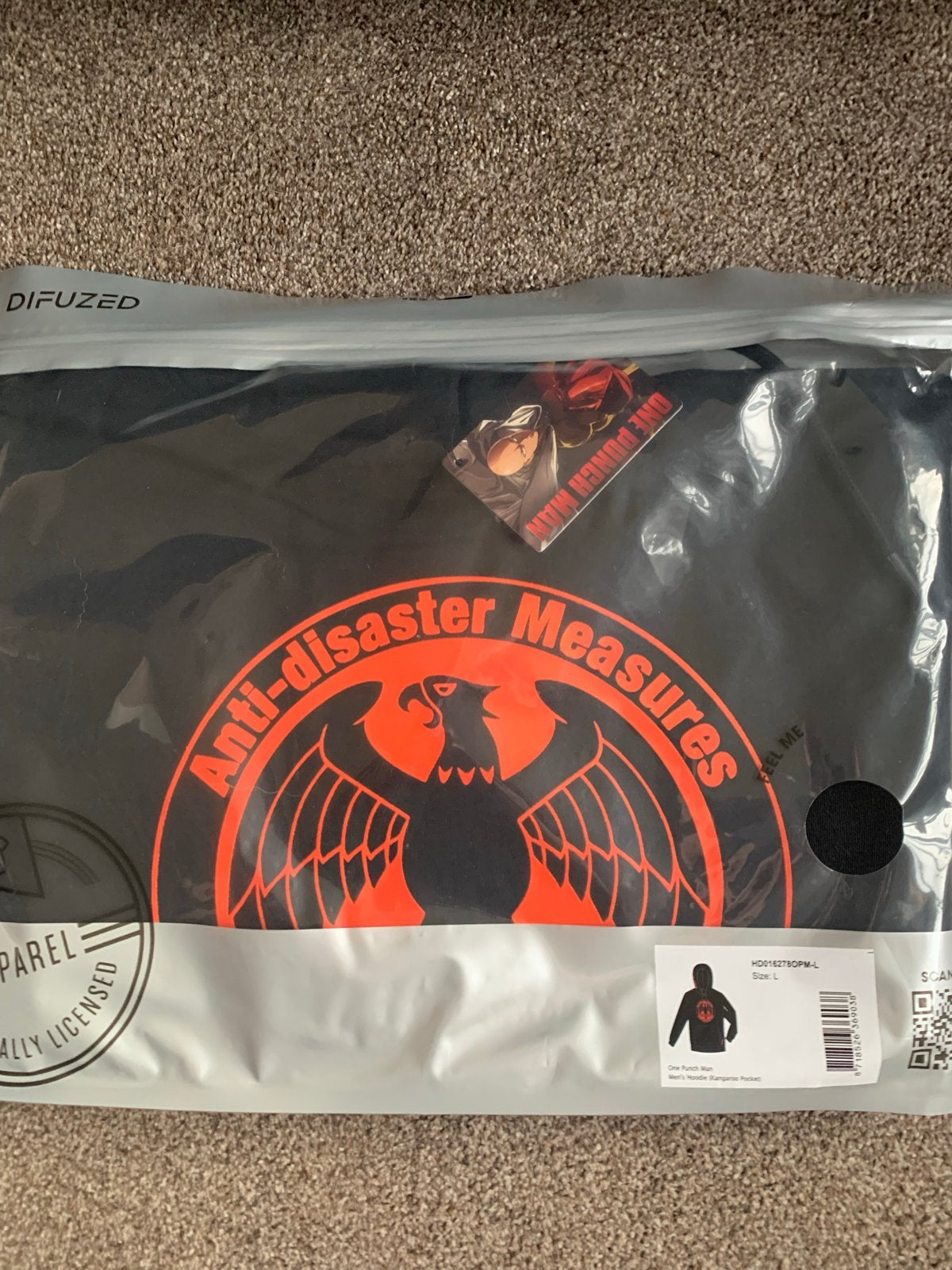 One Punch Man Hoodie Zwart Maat L Nieuw, Ophalen of Verzenden, Nieuw, Maat 52/54 (L), Zwart
