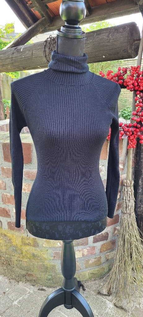 VINTAGE DRESSING zwarte coltrui col truitje maast S zgan, Zwart, Ophalen of Verzenden, Zo goed als nieuw, VINTAGE DRESSING