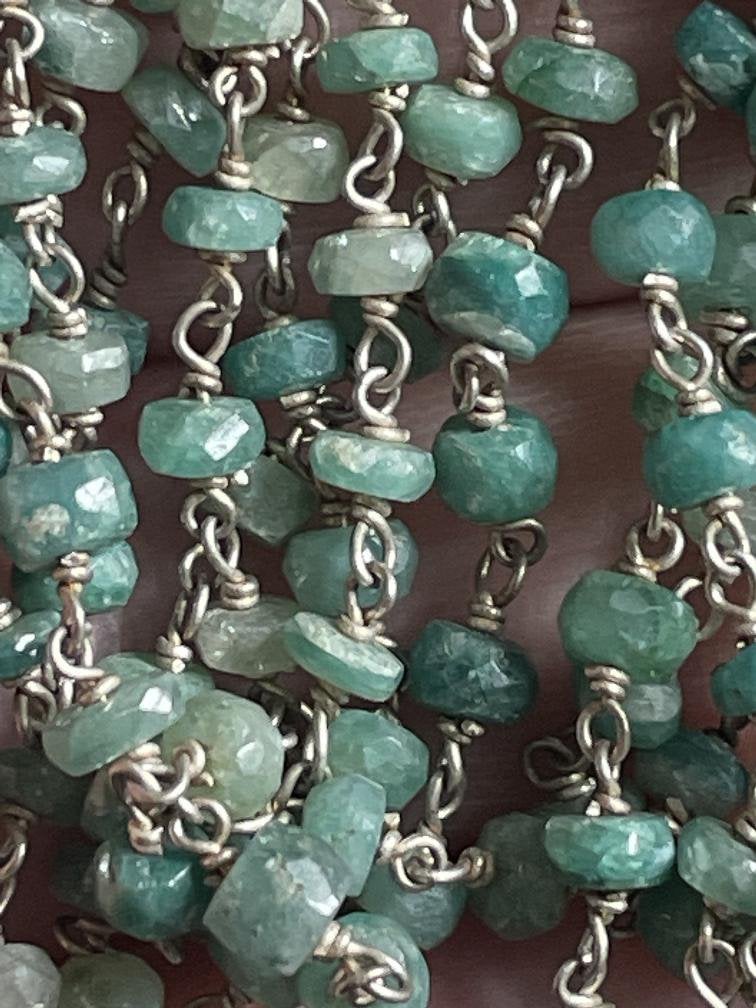 Zilveren vintageketting met facet geslepen smaragden, Ophalen of Verzenden, Nvt, Nvt, Nvt