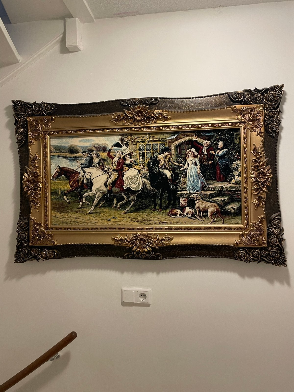 Groot perzische wandtapijt met jachttafereel., Ophalen, Klassiek, Overige onderwerpen, Ingelijst