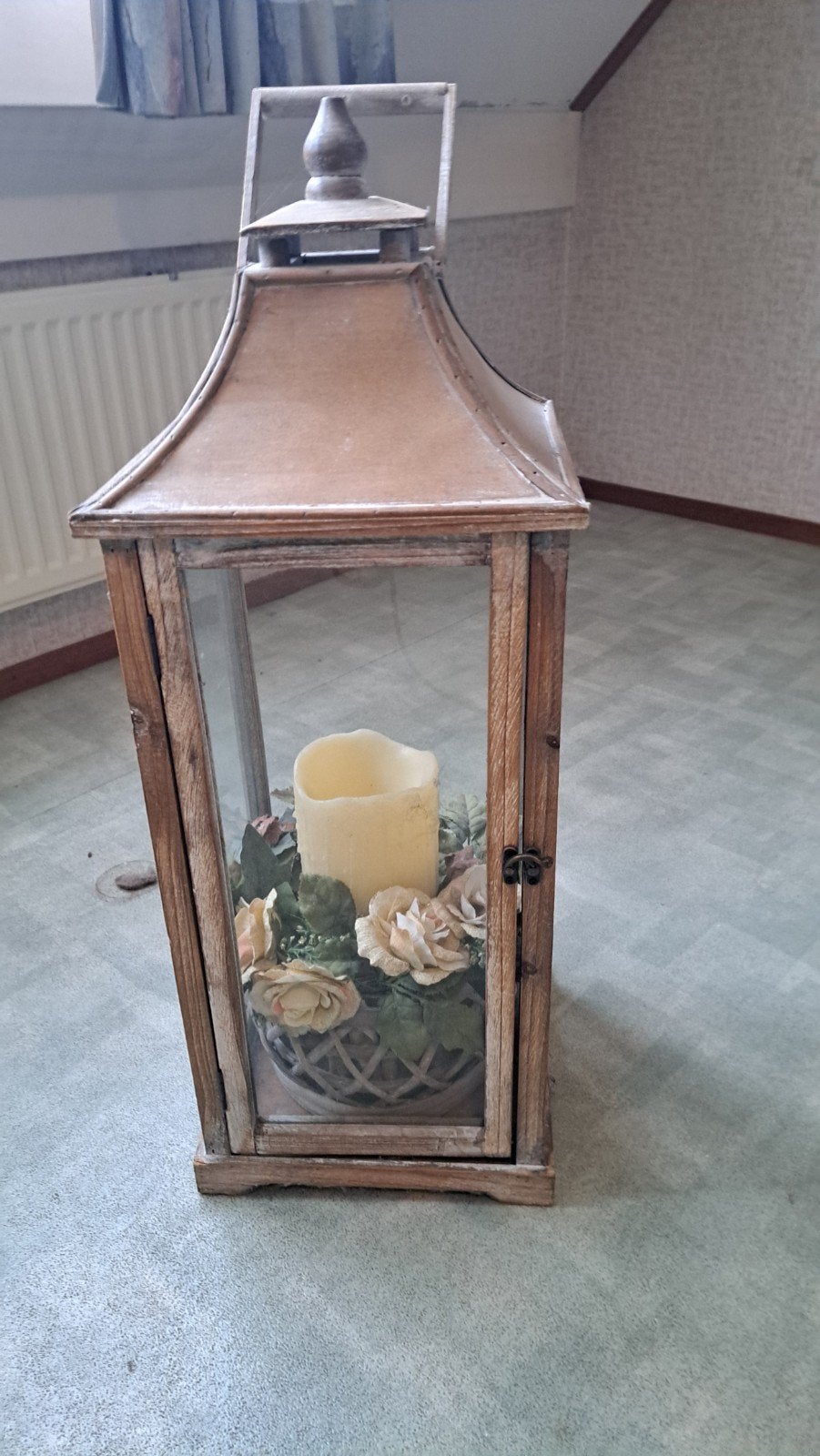 Mooie houten lantaarn met decoratie, Ophalen, Hout, Gebruikt, Landelijk