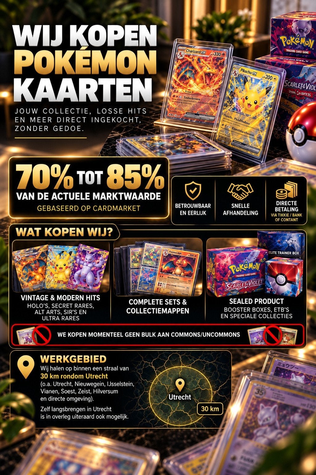 Wij kopen Pokémon kaarten - Collecties, hits, sealed product, Ophalen, Zo goed als nieuw, Meerdere kaarten