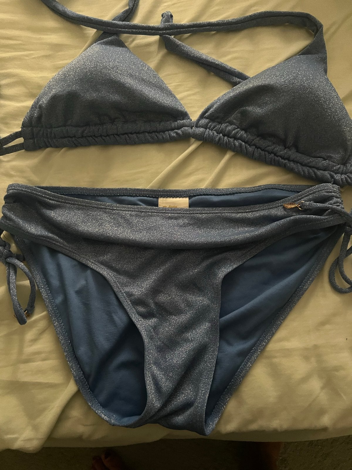 Prachtige blauwe glitter bikini - Maat 40 C, Kleding | Dames, Ophalen of Verzenden, Zo goed als nieuw, Blauw, Bikini