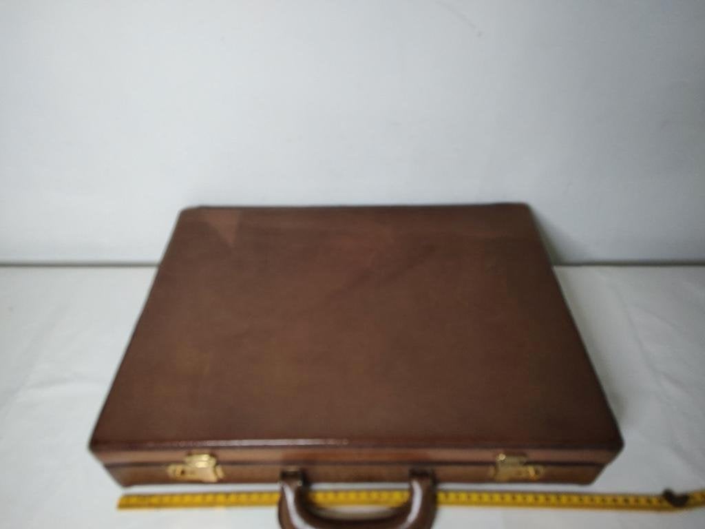 K644 VINTAGE lederen kantoorkoffer / attachekoffer / college, Gebruikt, Bruin, Overige typen, Onbekend