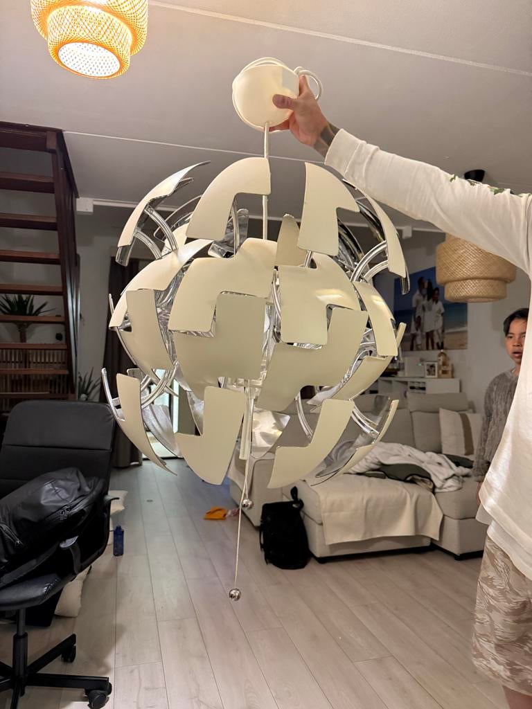 IKEA PS 2014 Hanglamp - Wit/Zilver, Veranderbare Vorm, Ophalen of Verzenden, Gebruikt, Kunststof