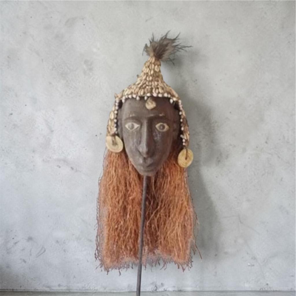 Prachtig Oud Asmat hoofd met tooi. Papua Nieu Guinea tribal, Ophalen of Verzenden