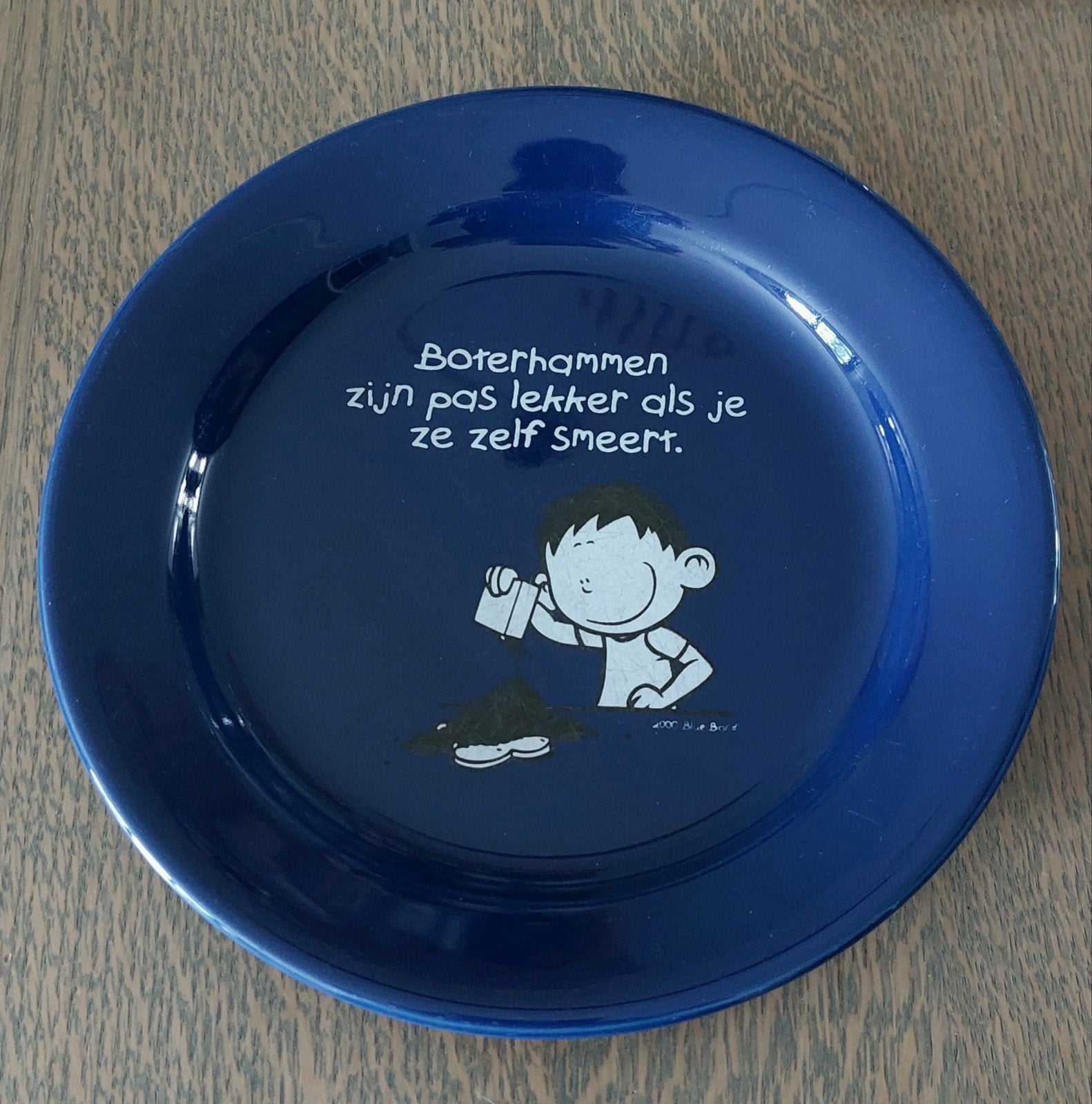 Blue Band ontbijtbord uit 2000 - Collectors item, Gebruikt, Keramiek, Ophalen of Verzenden, Bord(en)