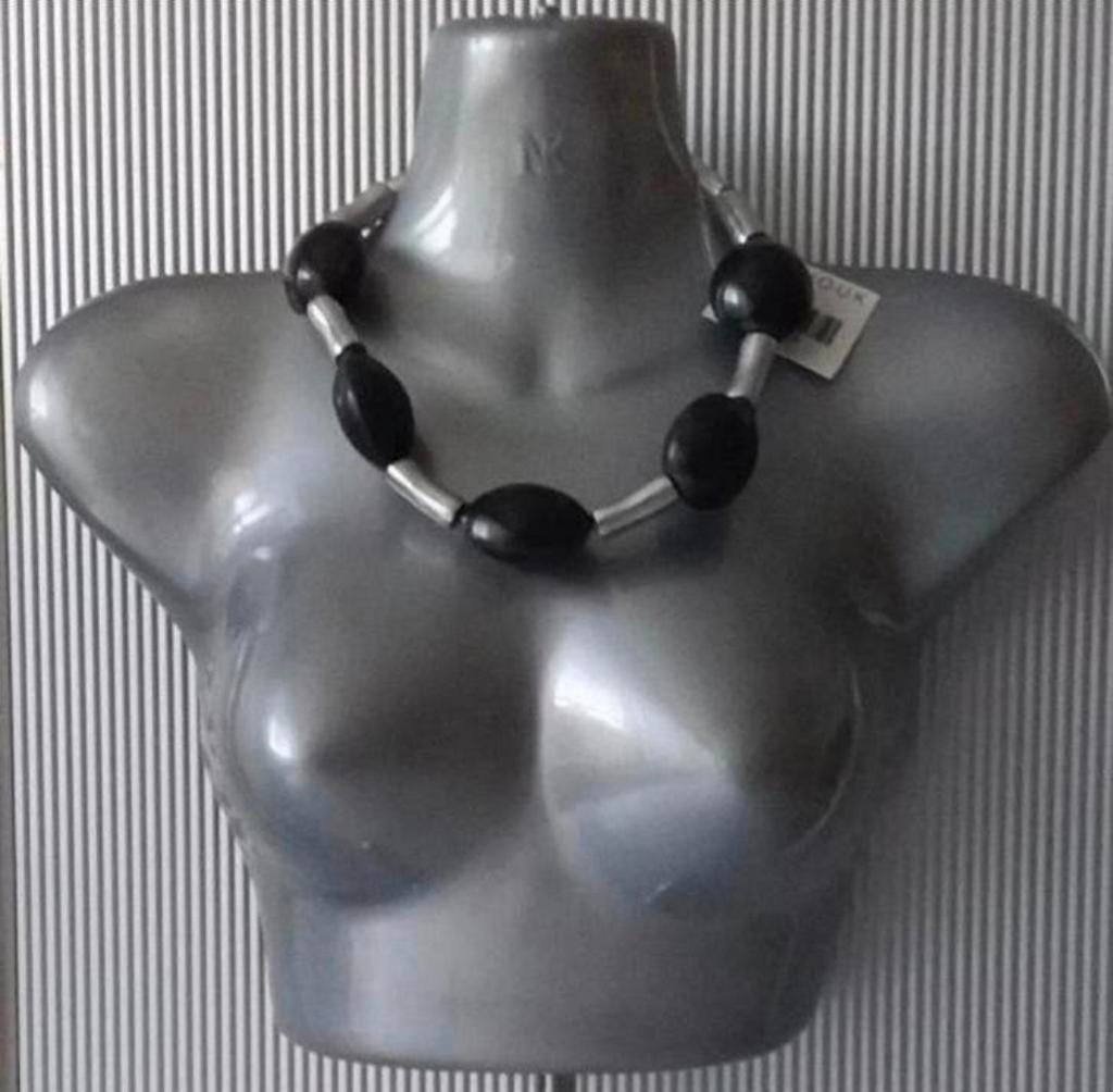 Manouk - ketting met buisjes. 3=2 actie!, Overige materialen, Verstelbaar, Verzenden, Zwart