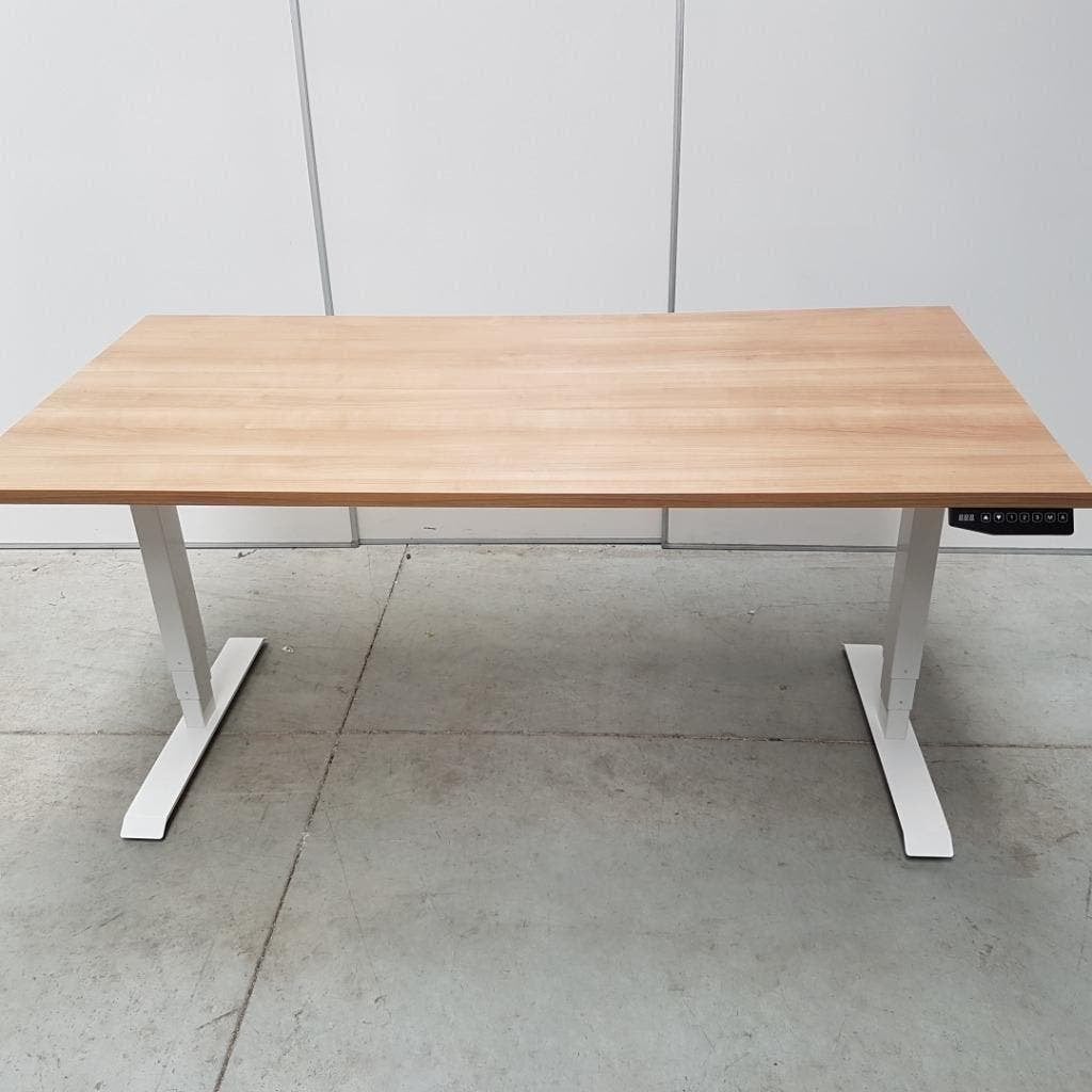 Elektrisch zit-sta bureau - 180x80 cm met wit frame, Ophalen, In hoogte verstelbaar, Nieuw