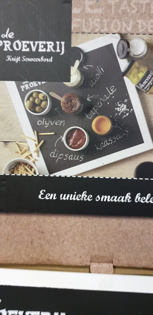 krijt serveer bord van de proeverij, Ophalen of Verzenden, 'T Olde Gre-j, Info@toldegrej.nl, Endepoelstraat 20f Didam