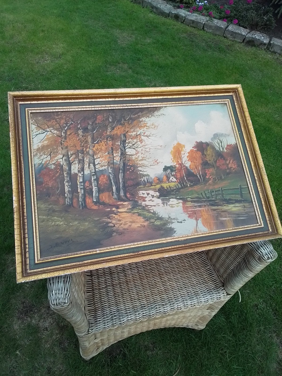 15814) mooi oud schilderij  landschap  gesigneerd, Antiek en Kunst, Ophalen of Verzenden