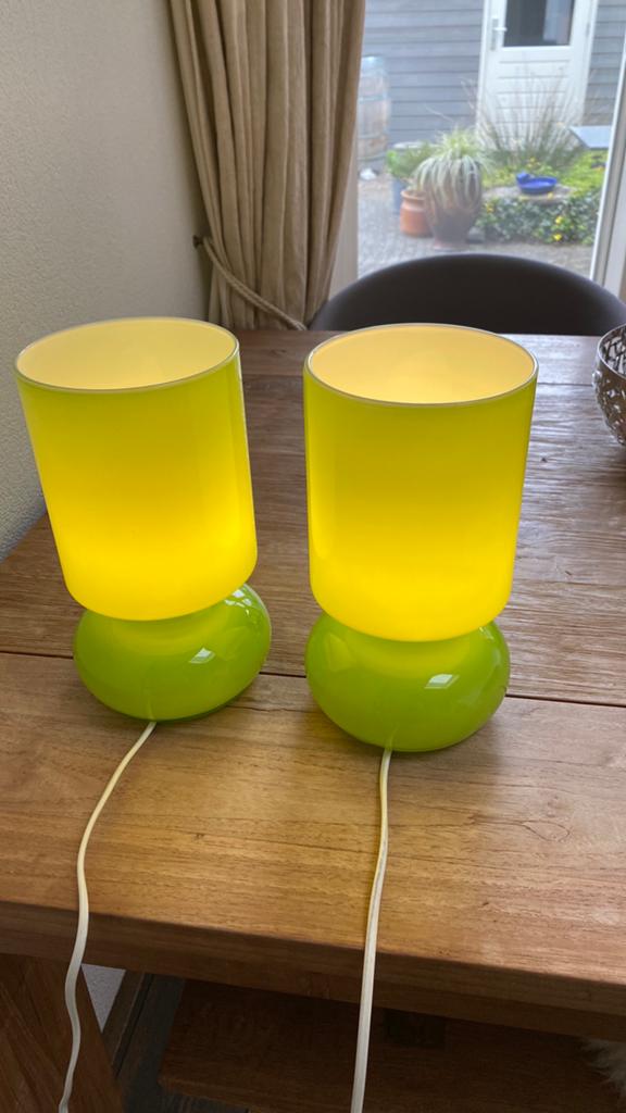Twee Ikea Lykta glazen lampen, vintage, Ophalen of Verzenden, Zo goed als nieuw, Minder dan 50 cm