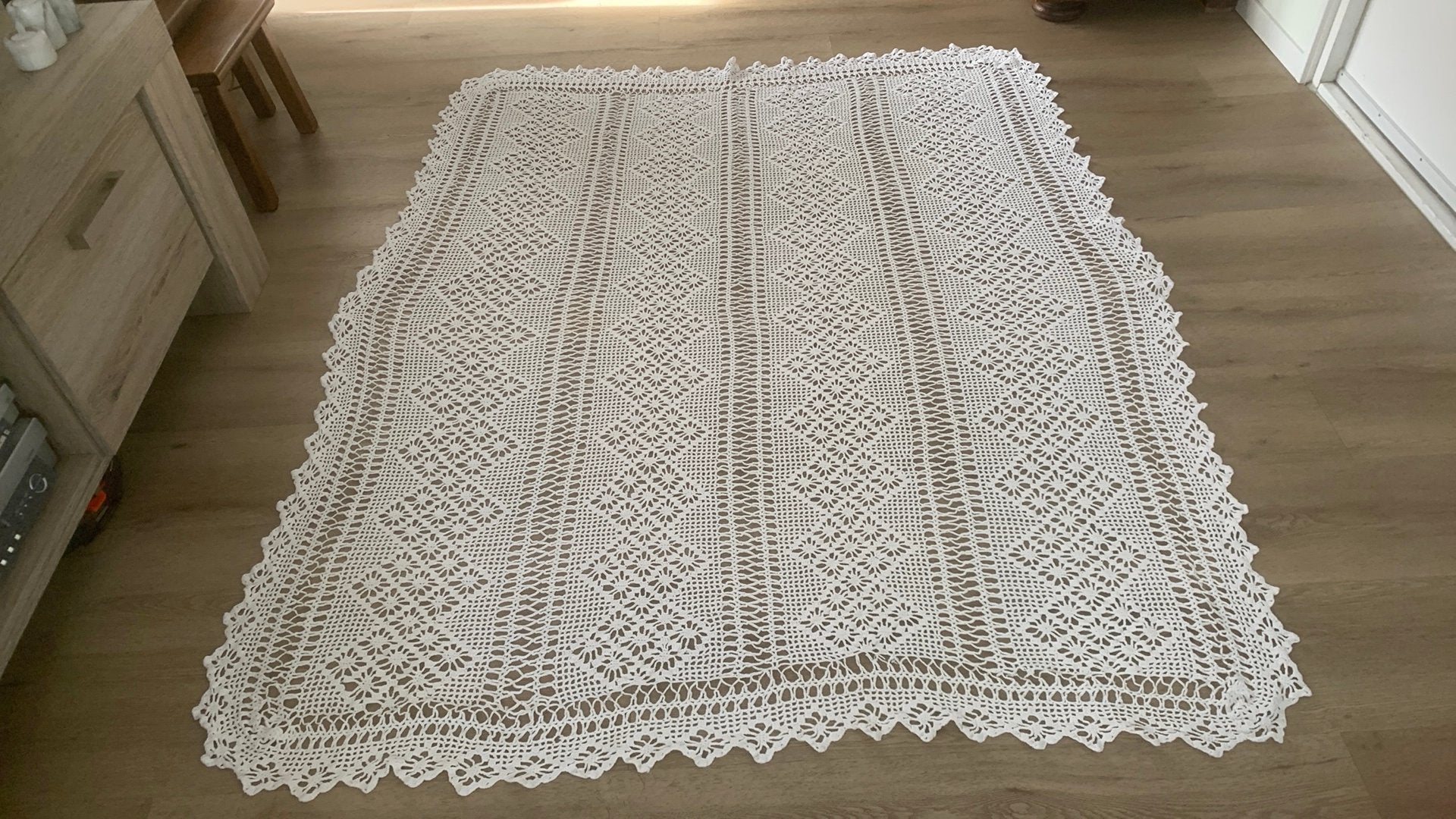 Mooi Vintage gehaakte Bedsprei voor Twijfelaar origin.jar.60, Eenpersoons, Wit, Katoen, Ophalen of Verzenden
