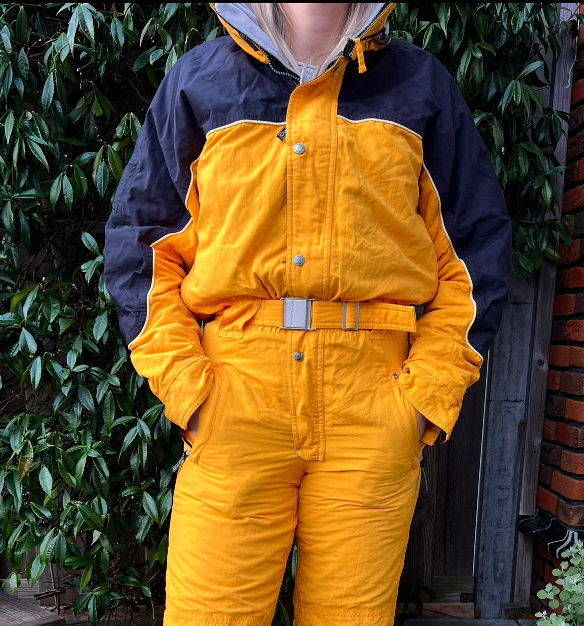 Geel Vintage Retro Skipak (S), Ophalen of Verzenden, Gedragen, Maat 36 (S), Pak