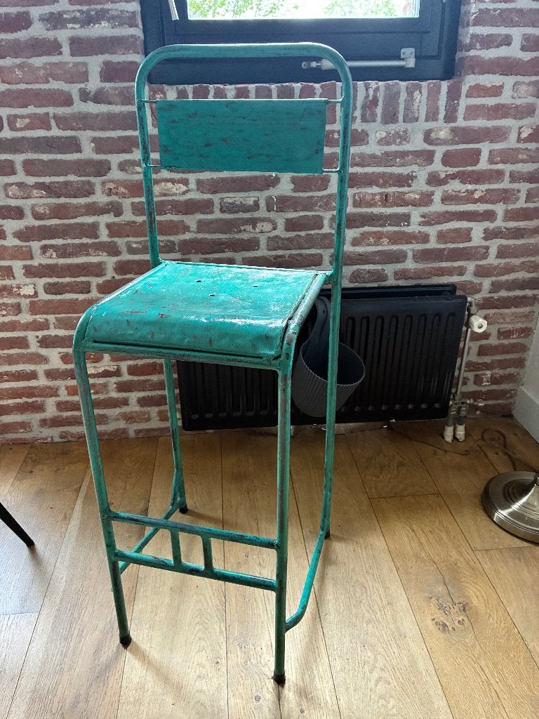 Barkruk - metaal 2 x stuks turquoise, Ophalen, Zo goed als nieuw, 90 cm of meer, Metaal