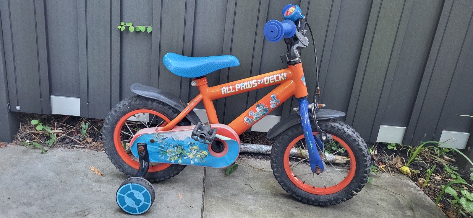 Paw Patrol kinderfiets met zijwieltjes, Fietsen en Brommers, Ophalen, Zijwieltjes, Gebruikt, Minder dan 16 inch