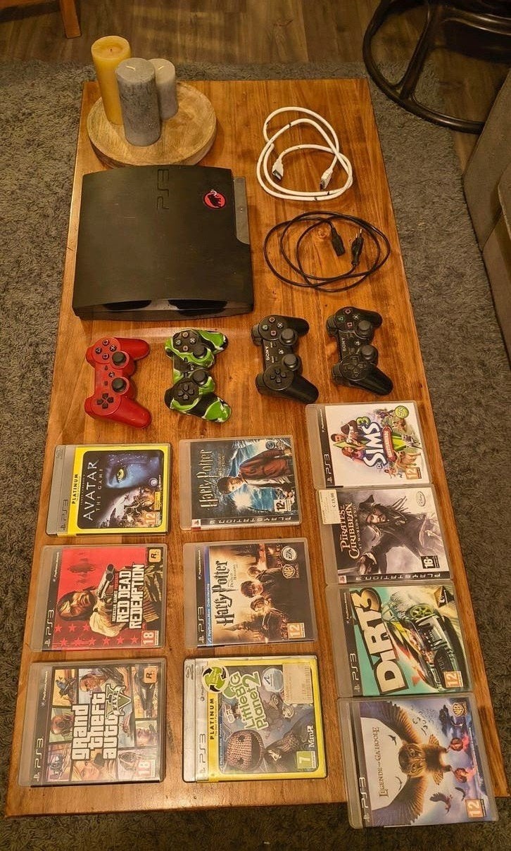 PS3 Slim inclusief 10 spellen, Ophalen of Verzenden, Gebruikt