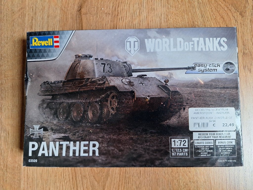 1:72 1/72 Revell World of Tanks Panther, Revell, Ophalen of Verzenden, Zo goed als nieuw, Tank