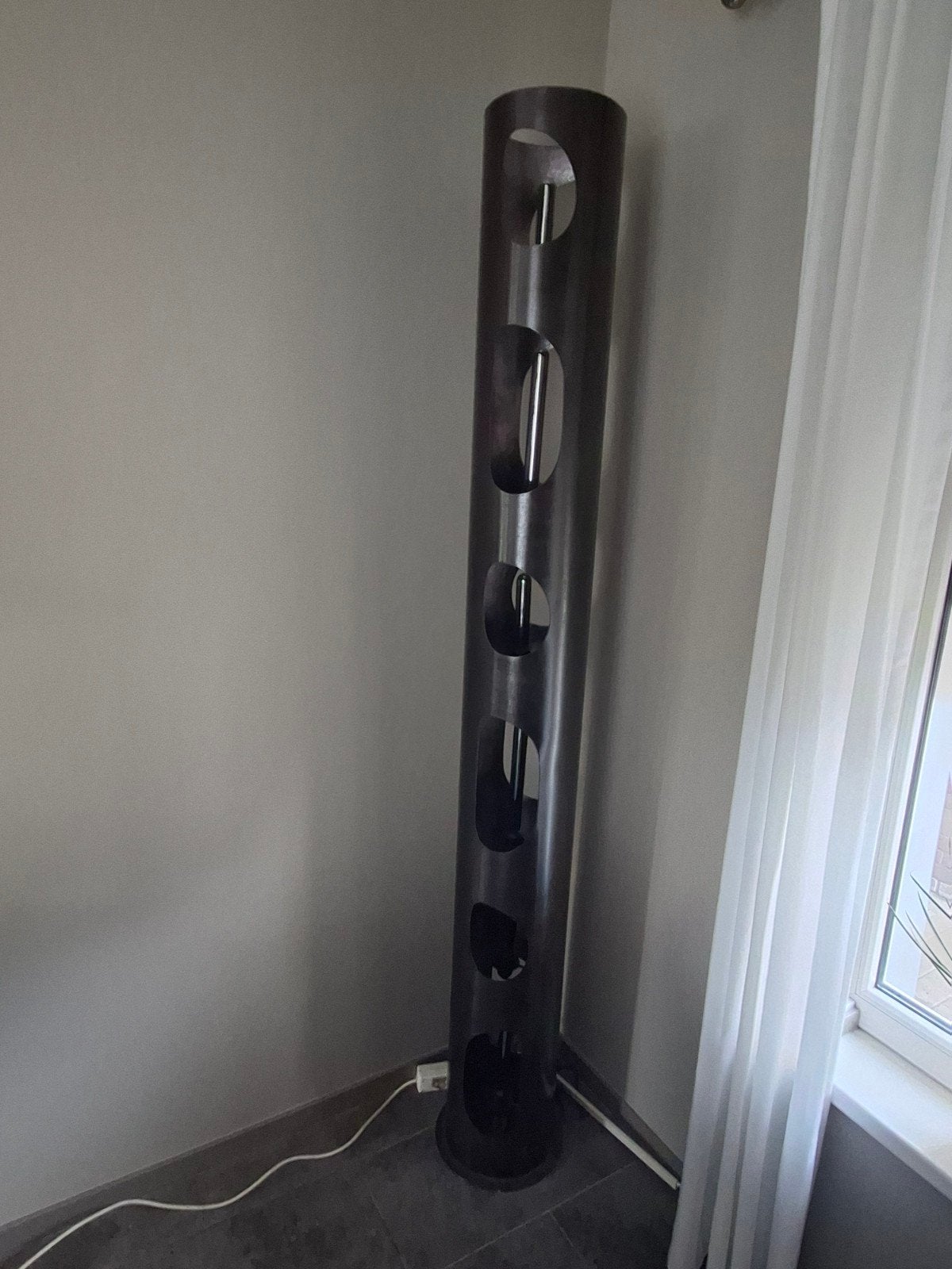 Vloerlamp Ø30 organic cylinder XXL - Zwart nikkel, Ophalen, 200 cm of meer, Modern, Industrieel, Organisch, Overige fittingen