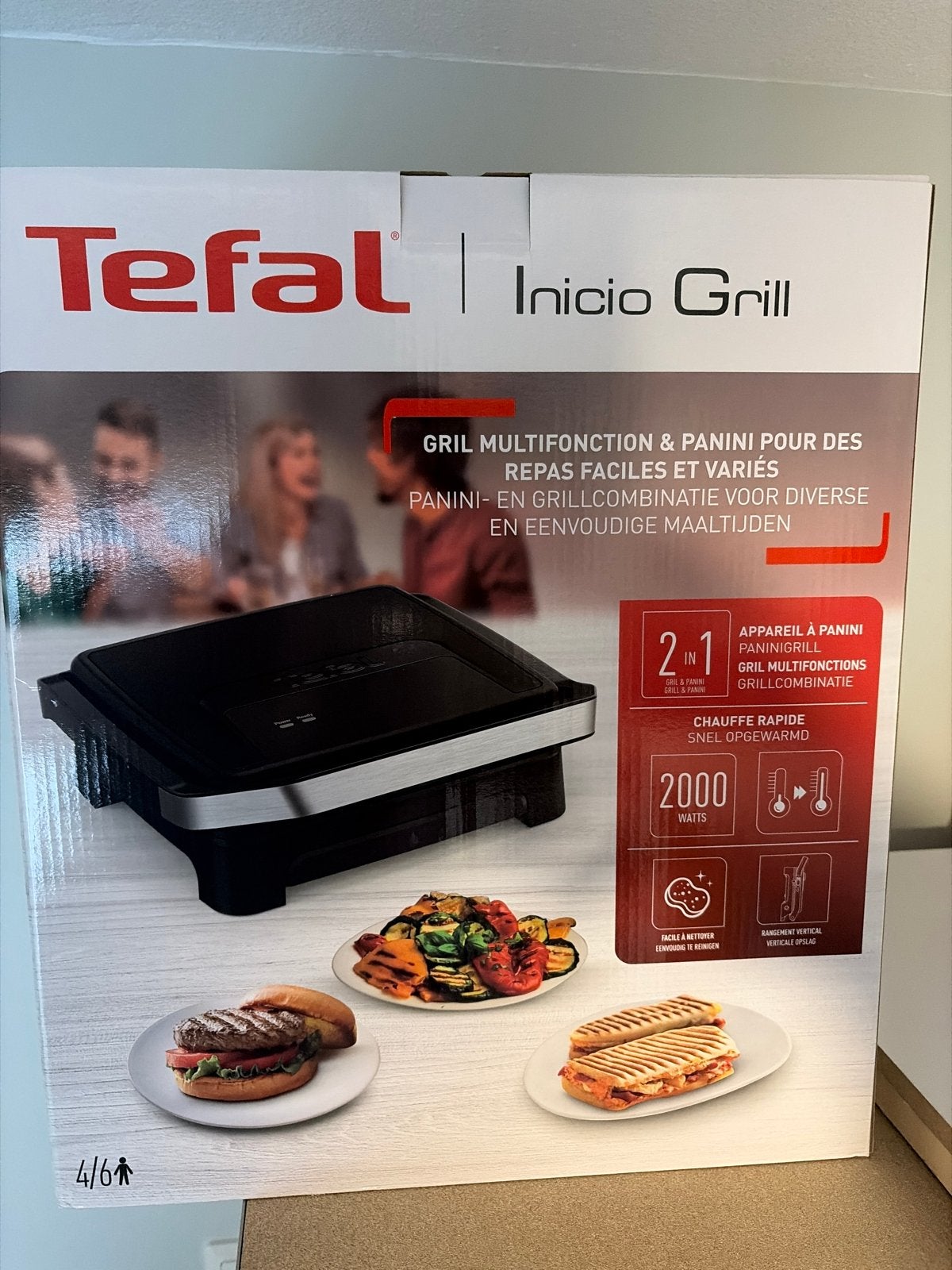 Tefal Inicio Grill 2-in-1 Panini- en Grillcombinatie nieuw !, Ophalen, Nieuw