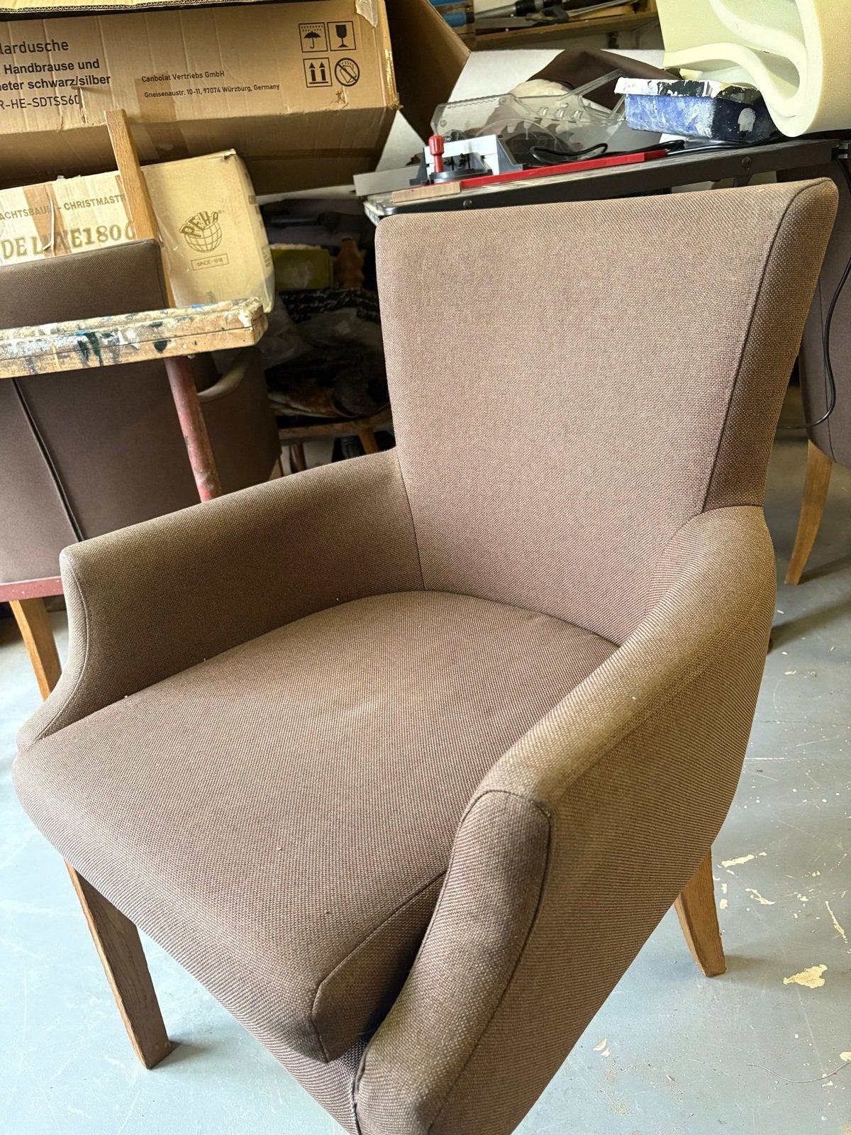 6 eetkamerstoelen - Gebruikt, klaar voor een tweede ronde, Ophalen, Gebruikt, Bruin, Stof