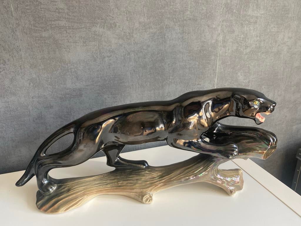 Vintage Jema Holland Zwarte Panter Beeld, Ophalen, Zoogdier, Steen of Keramiek, Beeld