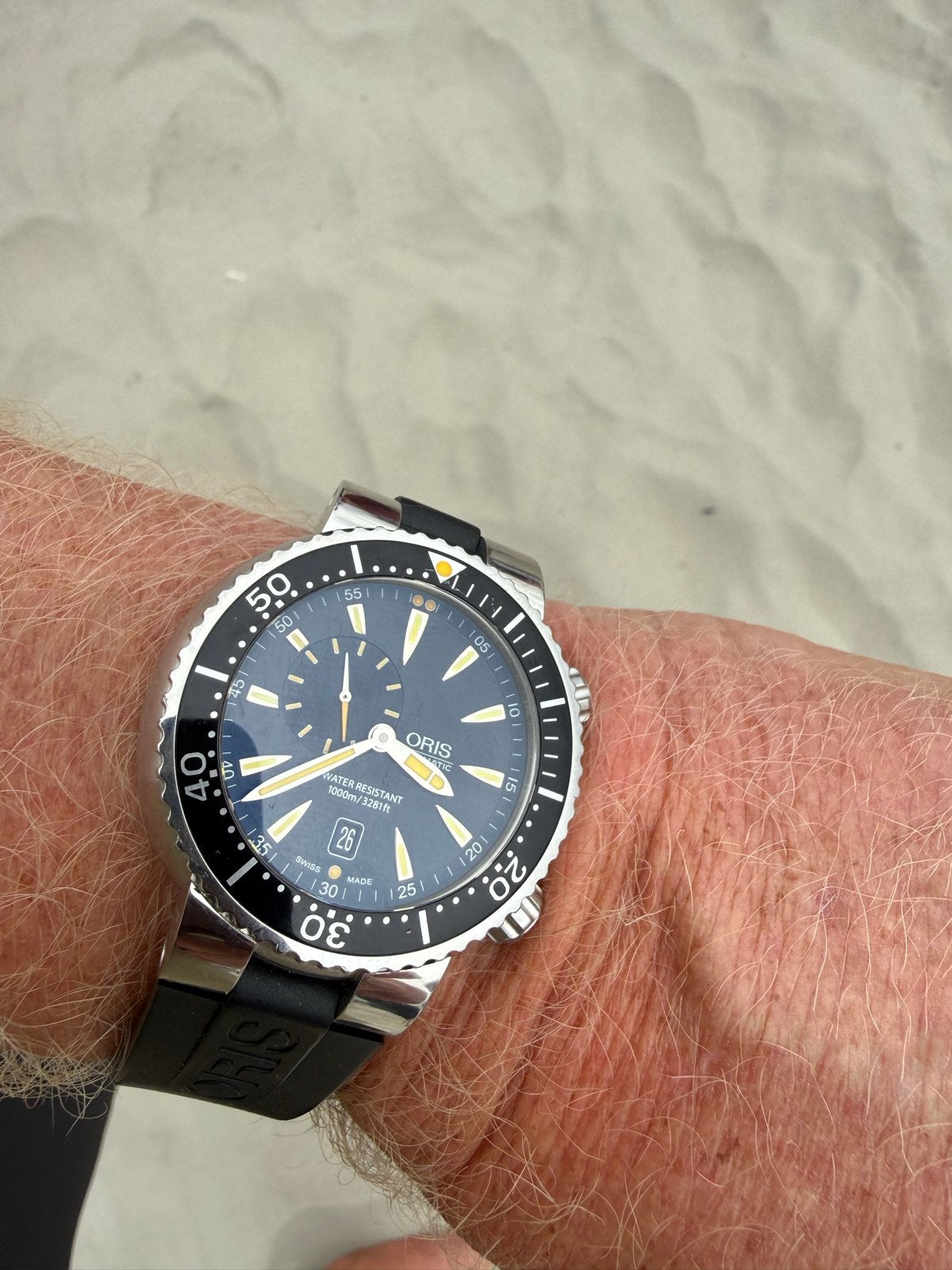 Oris Aquis small second duikhorloge, Sieraden, Tassen en Uiterlijk, Horloges | Heren, Overige merken, Staal, Polshorloge, Overige materialen