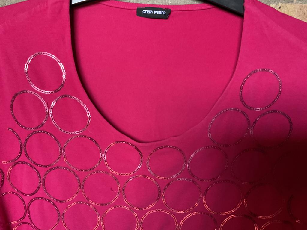 Gerry Weber!Super mooi fuchsia roze shirt pailletten zgan 44, Overige kleuren, Maat 42/44 (L), Ophalen of Verzenden, Zo goed als nieuw