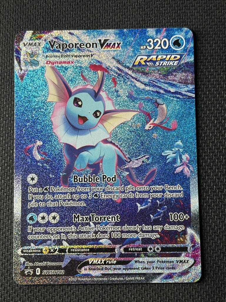 Vaporeon VMAX (SWSH 182), Ophalen of Verzenden, Nieuw, Losse kaart, Foil