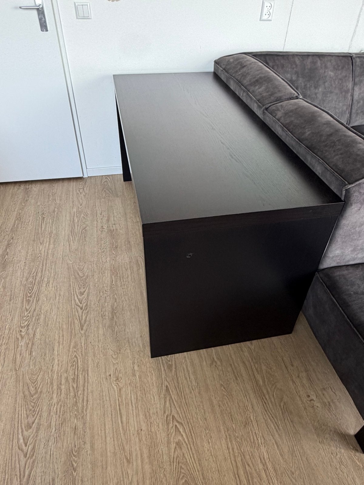 Zwarte houten bureau / sidetable / wandtafel /, Ophalen, Minder dan 50 cm, Gebruikt, 150 tot 200 cm