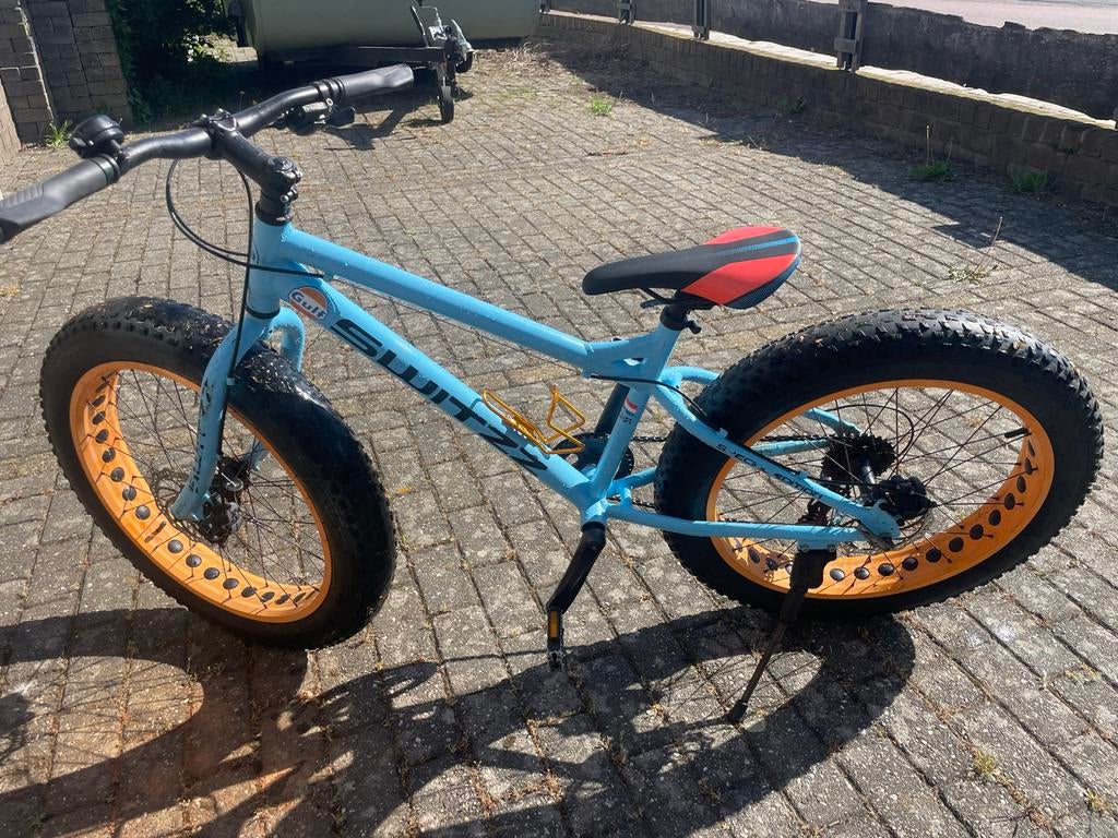 Stoere Fatbike - Blauw met Oranje Velgen, Gebruikt, Versnellingen, Minder dan 49 cm, Schijfrem