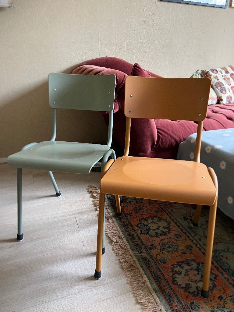 Junior stoel ton sur ton oud hollands oranje groen, Twee, Overige kleuren, Zo goed als nieuw, Metaal