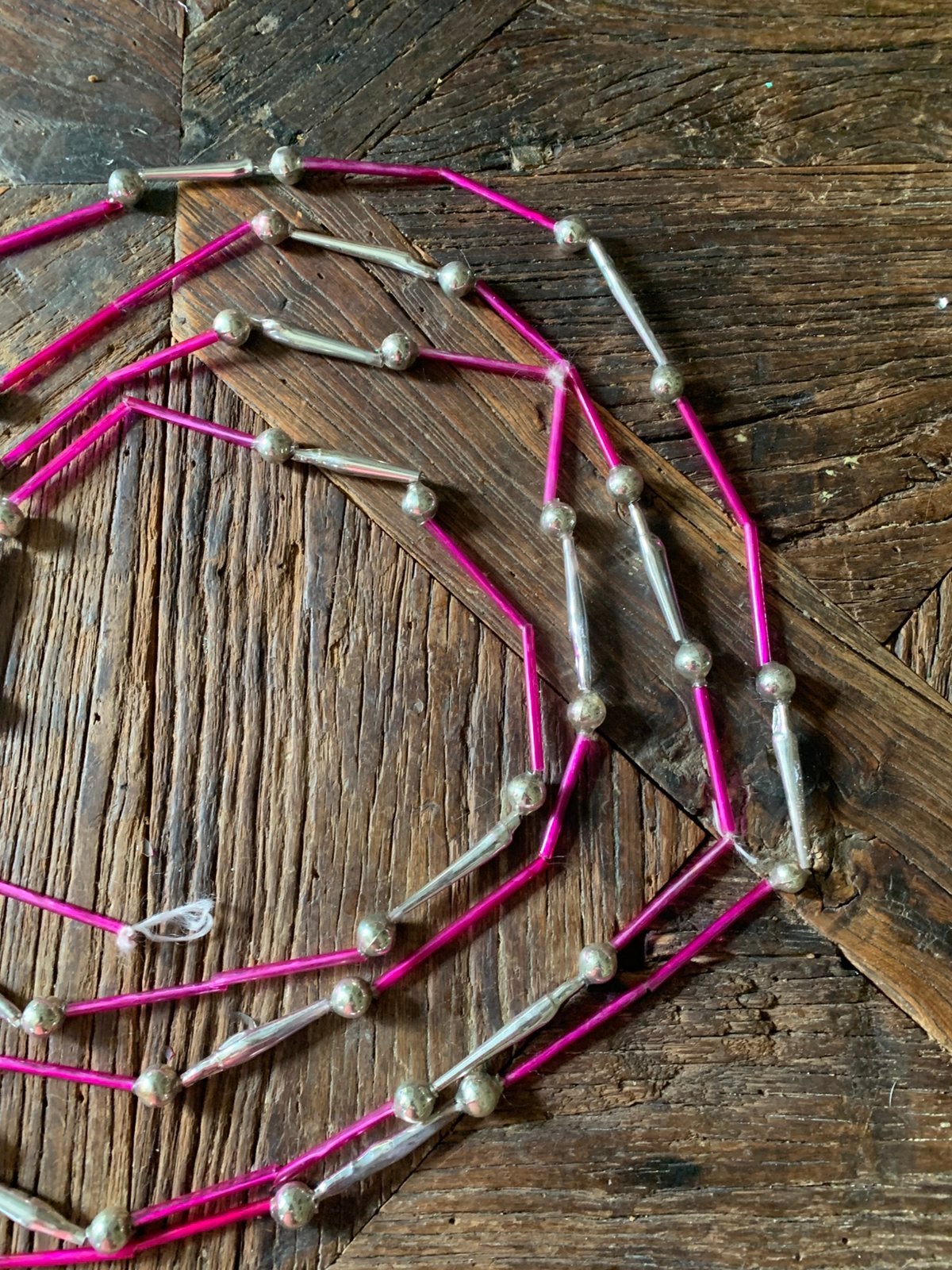 Antieke rose kerst quirlandes kralenketting, T, Ophalen of Verzenden, Zo goed als nieuw, N