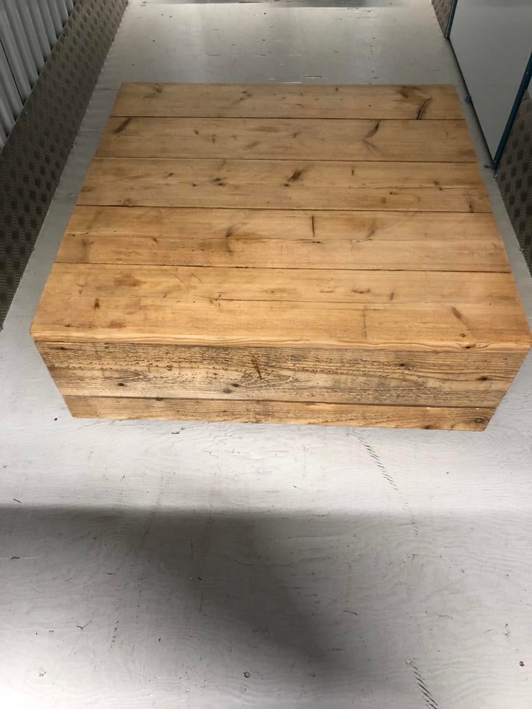 Handgemaakte salontafel van steigerhout (z.g.a.n.), Huis en Inrichting, Tafels | Salontafels, Ophalen, Vierkant, 50 tot 100 cm