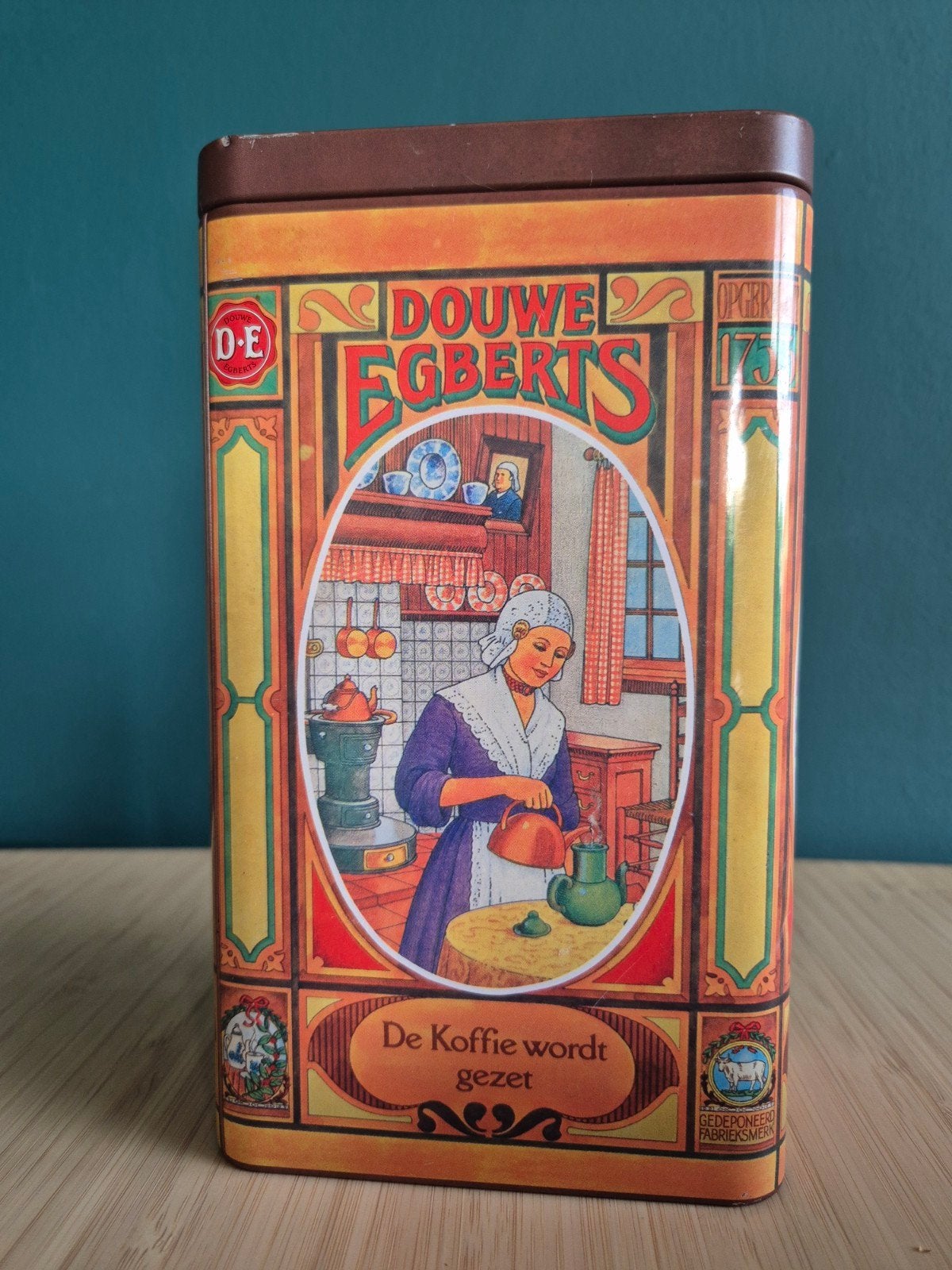 Vintage Douwe Egberts koffieblik, Verzamelen, Ophalen of Verzenden, Gebruikt, Koffie, Douwe Egberts