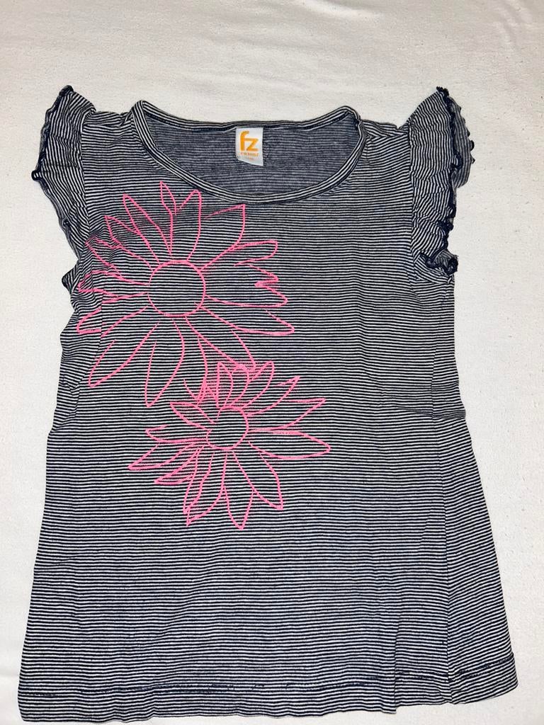 Leuk gestreept shirt met bloemen - maat 116, Kinderen en Baby's, Kinderkleding | Maat 116, Ophalen of Verzenden, Zo goed als nieuw