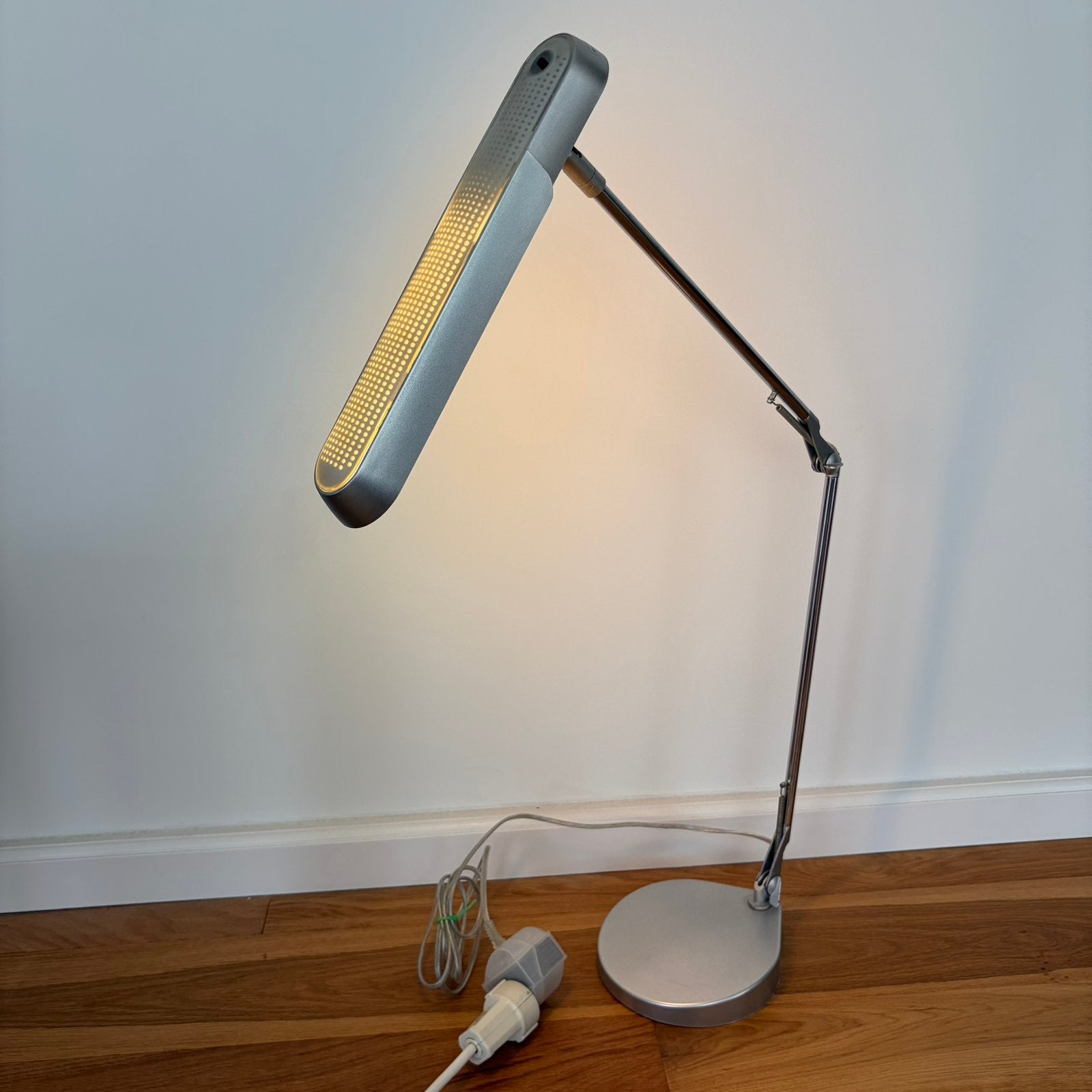 Vintage Massive bureaulamp/tafellamp, Bureaulamp, Gebruikt, Ophalen of Verzenden, Grijs