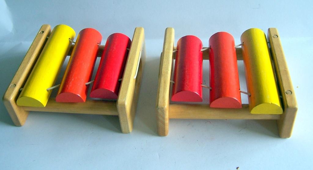 2 sets met 3 houten klankstaven. Nieuwstaat., Ophalen of Verzenden, Zo goed als nieuw, Melodische percussie