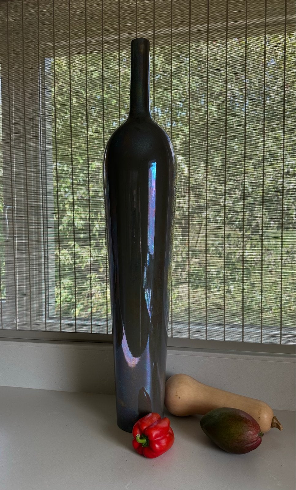 Grote grijze vaas met luster glazuurlaag - 97 cm hoog, Antiek en Kunst, Ophalen of Verzenden