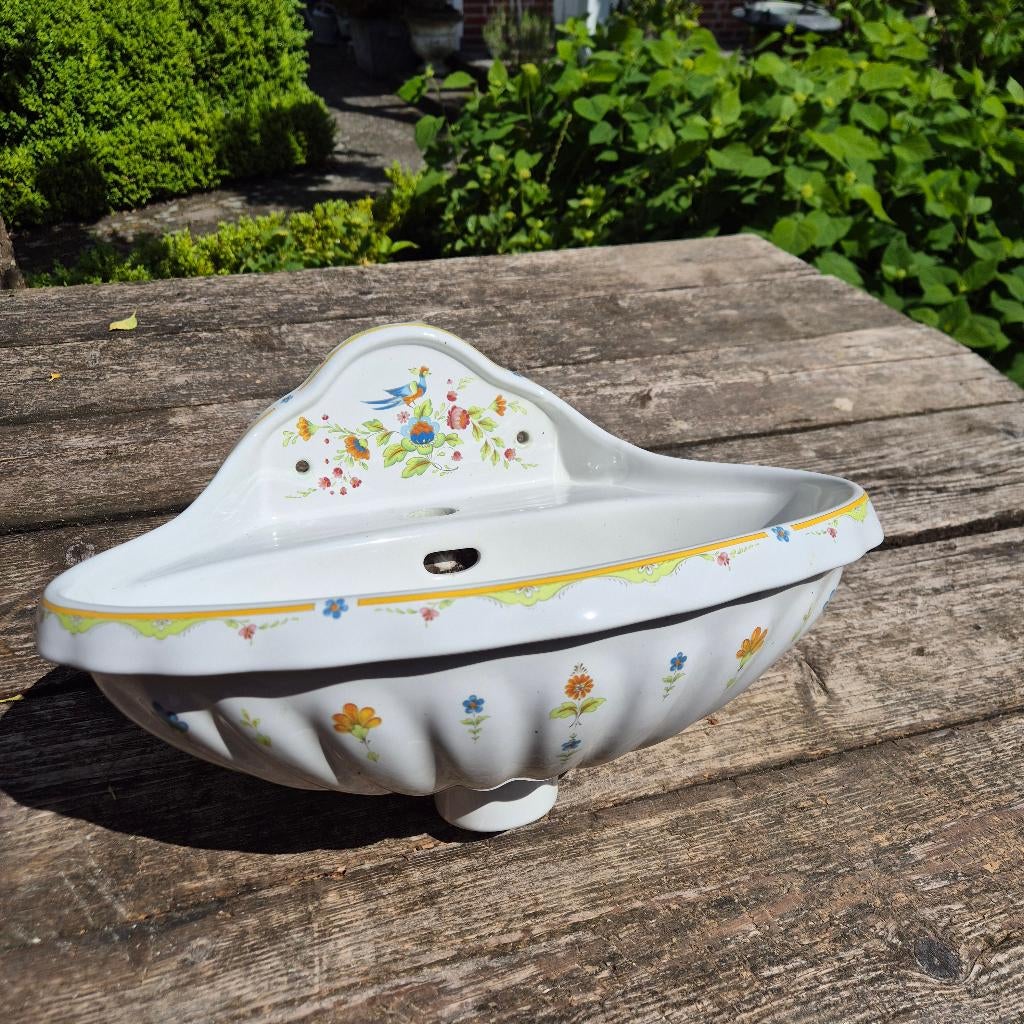 Fonteintje, wc-rolhouder, spiegel, 2 lampen vrolijk decor, Antiek en Kunst, Ophalen
