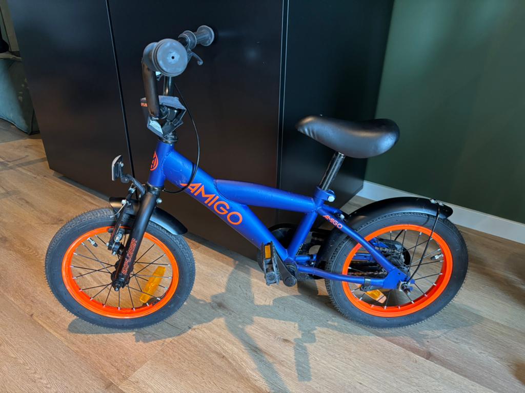 Amigo kinderfiets 14 inch, Fietsen en Brommers, Fietsen | Kinderfietsjes, Ophalen, Gebruikt, Terugtraprem, Minder dan 16 inch